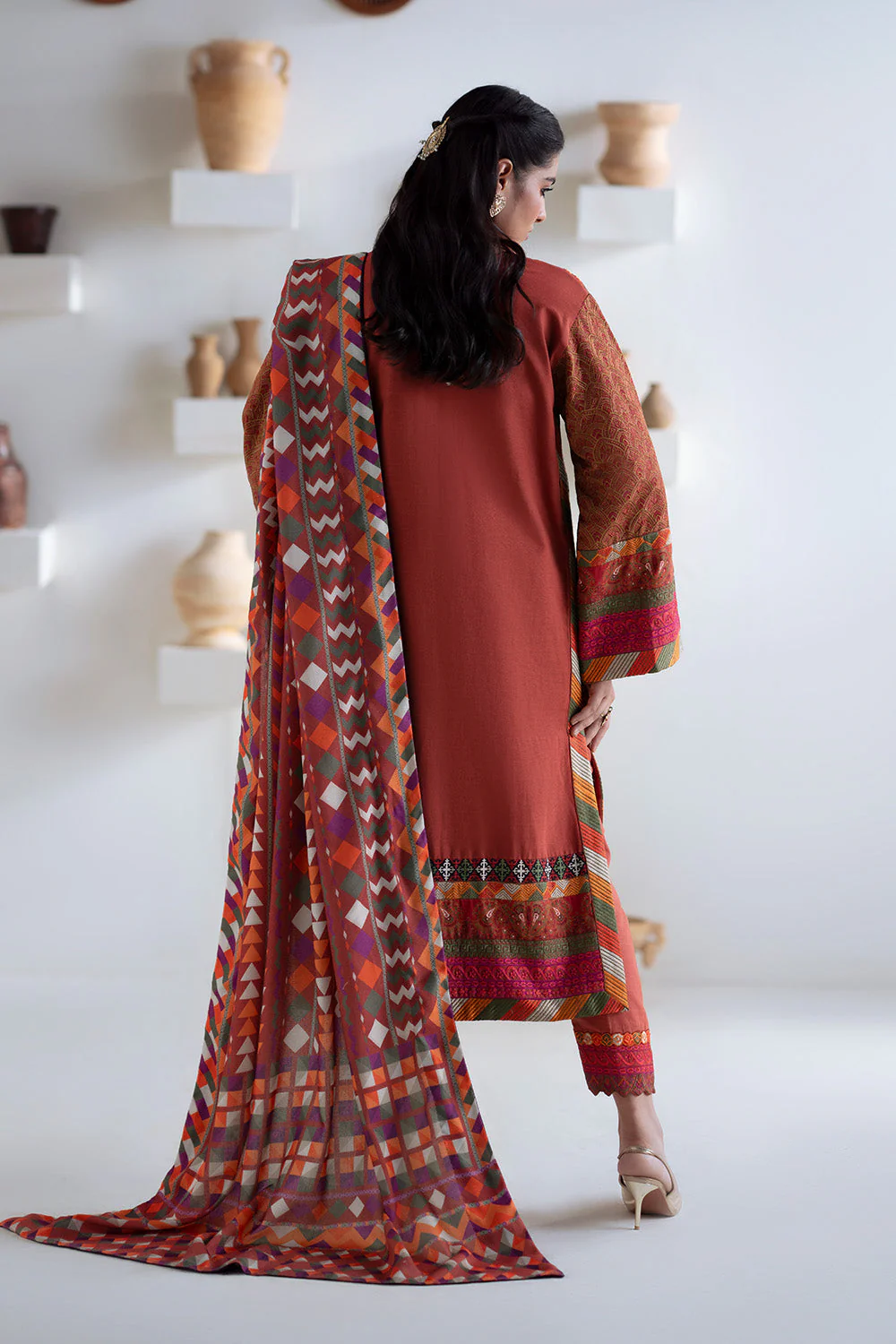 3 Piece Embroidered Khaddar BADRAI - FSU5673 - Image 3