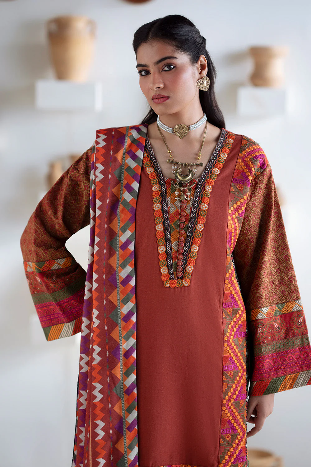 3 Piece Embroidered Khaddar BADRAI - FSU5673 - Image 5